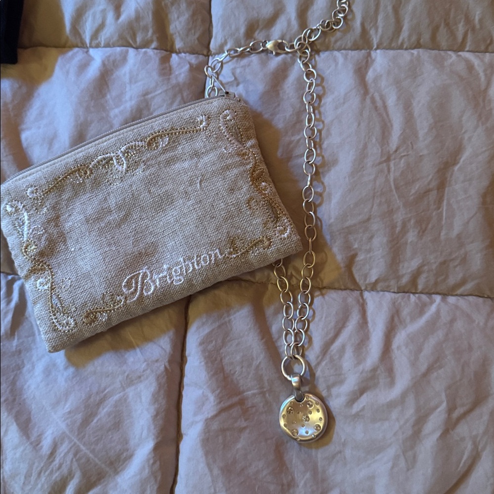 Brighton Versailles “Over the Moon” Silver Chain with Beige Pouch